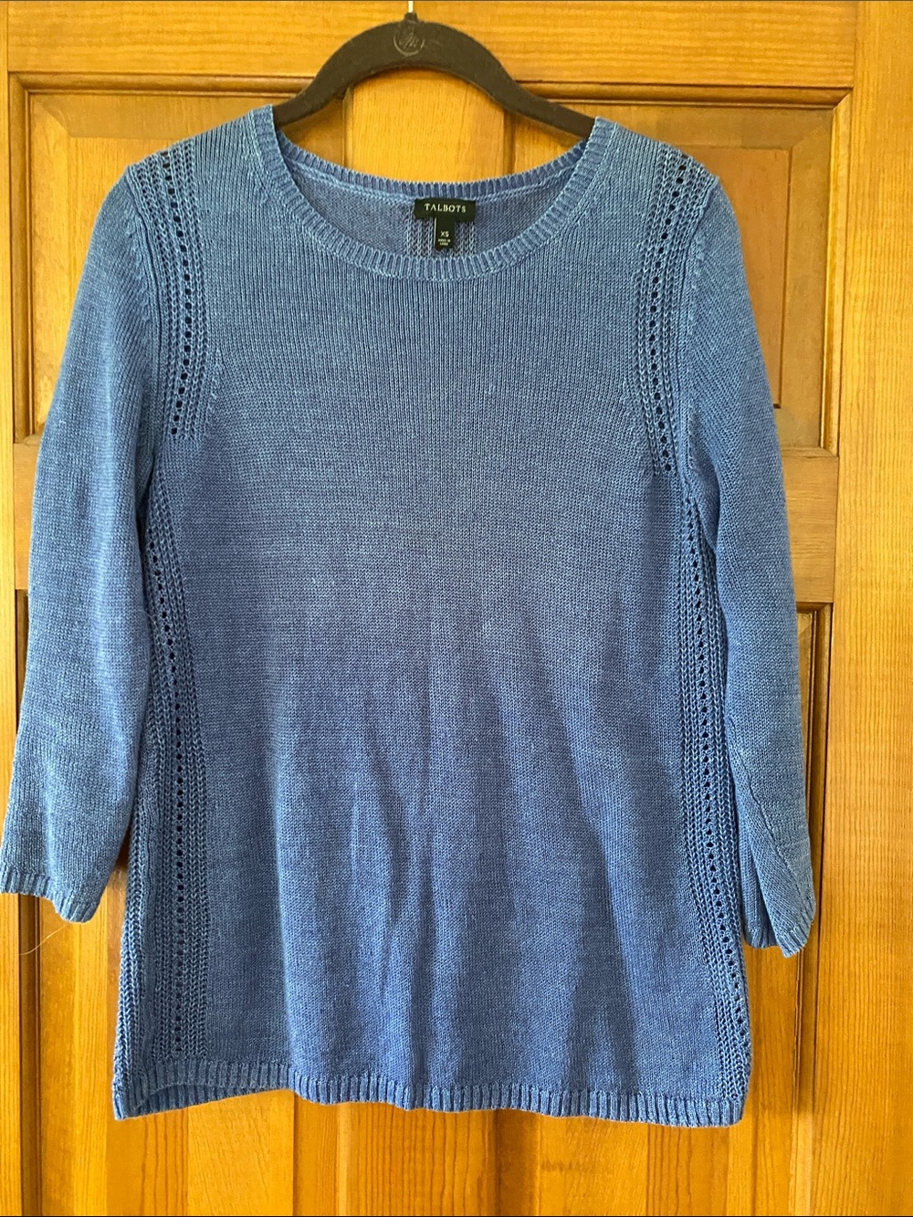 Talbots Denim Blue Crewneck Linen Sweater XS Great condition